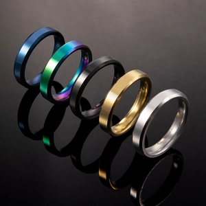 Minimalist Beveled Edge Plain Ring Stainless Steel Mirror Polished Band Simple Fashion Jewelry For Men And Women
