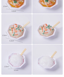 Detailed macro view of 6.3cm miniature ramen bowl with realistic toppings and chopsticks
