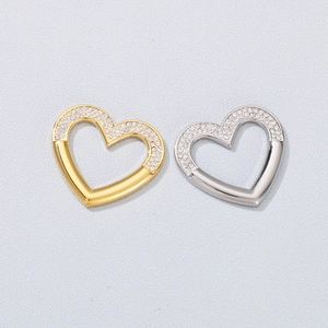 Heart Shaped Pendant Stainless Steel Rhinestone Hollow Charm For Jewelry Making DIY Necklace Bracelet Accessory Aesthetic