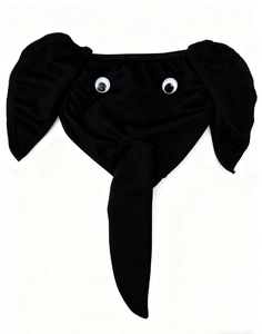 Detail shot of black novelty reindeer underwear with plush trunk and decorative eyes