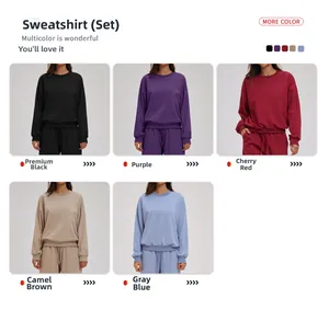 Detail view of five colors for loose waffle knit tracksuit set showing texture and fit