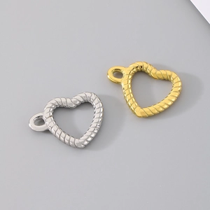 Détails de fermoirs OT en forme de cœur avec texture de corde plaqué or et argent