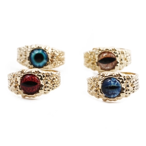 Evil Eye Ring Copper Zircon Micro Inlaid Adjustable Retro Textured Jewelry For Women Men Punk Accessory