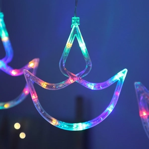 Multicolor LED Diya curtain string lights for Diwali festival home decoration