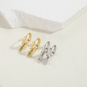 Minimalist 14K gold plated earrings featuring creative zipper pull charms with zircon stones