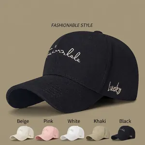 Cotton Twill Baseball Cap Lucky Metal Thread Embroidery Adjustable Metal Buckle Curved Brim Sun Protection Outdoor Casual Fashion Dad Hat Unisex