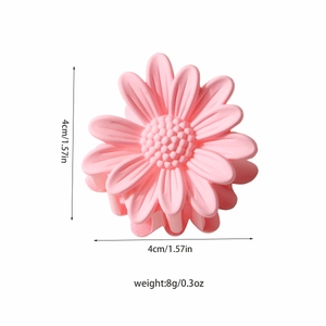 Pink daisy flower hair claw clip in matte resin finish with 4cm size and 8g weight specs