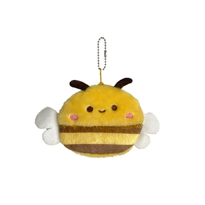 Cute plush bee coin purse with yellow stripes and metal bead chain for portable storage
