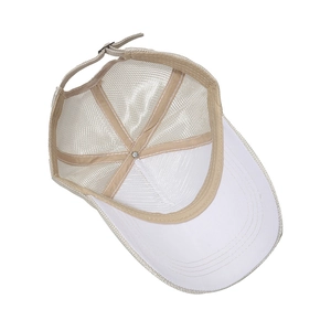 Detailed interior view of breathable mesh trucker hat with adjustable back strap
