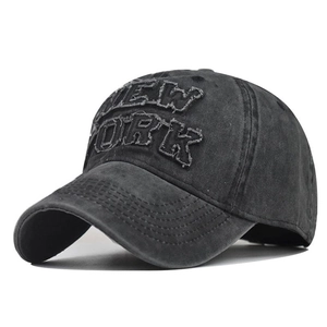 Washed Cotton Baseball Cap New York Letter Embroidery Distressed Vintage Retro Adjustable Streetwear Hat For Men Women