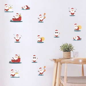 Christmas tree wall decals featuring Santa and polar bears for cozy home interior decoration