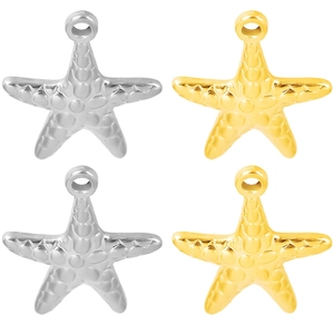 Starfish Pendant 304 Stainless Steel Ocean Theme Textured Sea Star Charm Minimalist DIY Jewelry Accessory