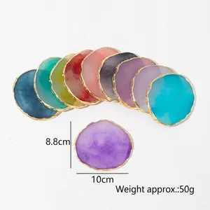 Resin agate nail art palette set with gold trim, 10 colors, size 8.8x10cm, weight 50g