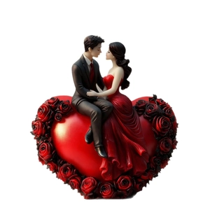 Romantic couple figurine on heart base with red roses for wedding aromatherapy mold