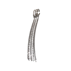Elegant silver triple-layer long tassel ear cuff with cascading metal chains for women
