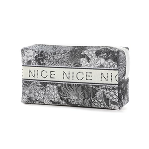 Large capacity waterproof PVC makeup bag with floral patterns and NICE text on strap