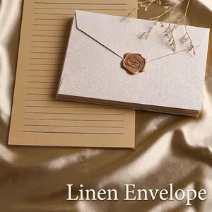 Vintage Linen Texture Paper Envelopes And Writing Paper With Wax Seal Stickers Retro Style For Invitations Letters