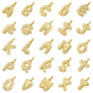 3D Bubble Letter Pendant 18K Gold Plated Copper Brushed Initial A-Z Minimalist Fashion Jewelry Charm Accessories