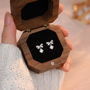 S999 Sterling Silver Bowknot Stud Earrings For Women French Elegant Jewelry With Sparkling Zirconia Inlaid Earrings Gift