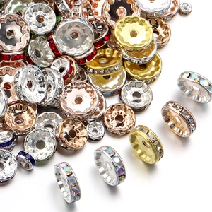 Colorful crystal rondelle spacer beads in gold and silver plating for DIY jewelry making