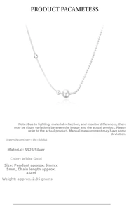 Detail view of 925 sterling silver snake chain necklace with 5mm bead and 45cm length