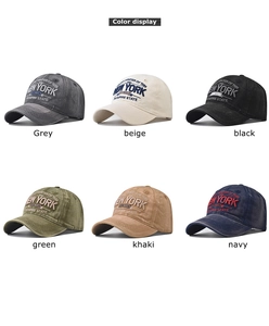 Multiple colors of washed retro New York baseball caps with vintage embroidery