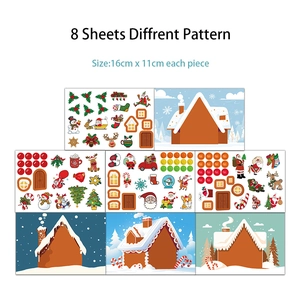8 sheets of DIY Christmas puzzle stickers featuring Santa and reindeer, 16x11cm size