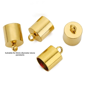 Golden cylindrical 8mm connector caps for stone pendants and jewelry making