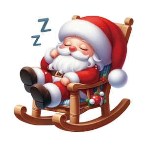 Cartoon Santa Claus sleeping in rocking chair window sticker for Christmas home decor