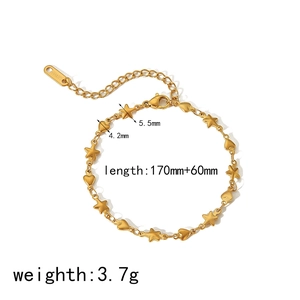 18k gold plated stainless steel bracelet with dainty heart and star links for women