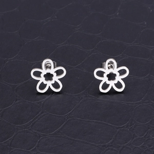 Minimalistische silberne Sonnenblumen Ohrstecker mit hohlem Blütenblatt Design