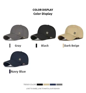 Klassische Baseballkappen in Grau, Schwarz, Khaki und Navy mit Metall-Logo-Plaketten