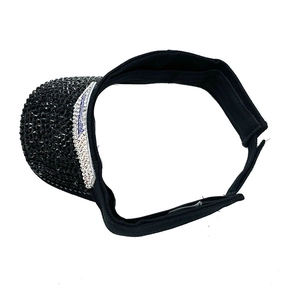 Visera negra con bordado de bandera americana y diamantes de imitación, gorra ajustable