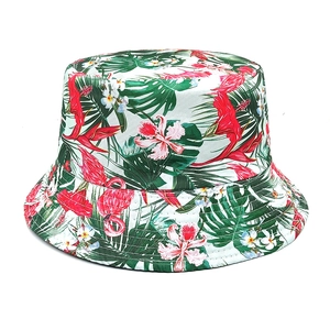 Chapeau Bob Imprimé Flamant Rose Tropical Polyester Double Face Protection Solaire Pliable Plage Vacances Pour Femmes