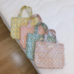 Petit Sac Fourre-Tout En Toile Florale Pour Femmes Coton Fermeture Éclair Sac À Main Style Frais Décontracté