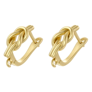Polished gold knot geometric earrings hooks with hanging loop for DIY jewelry making