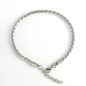 Bracelet En Acier Inoxydable Chaîne Torsadée Blé Ajustable Fermoir Mousqueton Bijoux Vintage Hip Hop Streetwear Unisexe