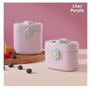 Lilac purple portable milk powder and snack storage containers with floral clasps