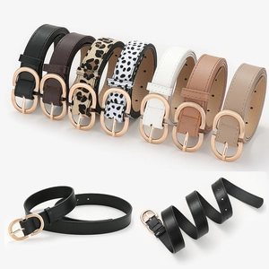 Women's chic minimalist belts in 7 colors with elegant light gold D-ring metal buckles