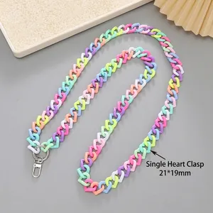 Detail view of colorful acrylic heart chain links with single link size 21x19mm