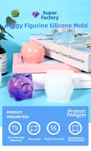 Macro detail of pig silicone mold with eco-friendly and reusable resin casting features
