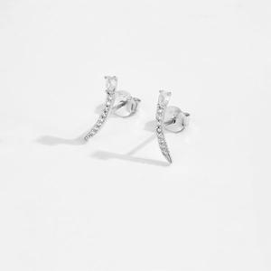 Detailed macro view of S925 sterling silver curved earrings with 925 engraving mark