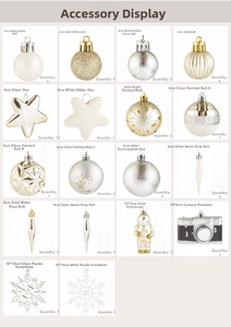 Detailed catalog of 70pcs Christmas ornaments including hand-painted balls and stars