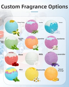 Selection of 12 scented bath bombs including lavender rose and mint for aromatherapy