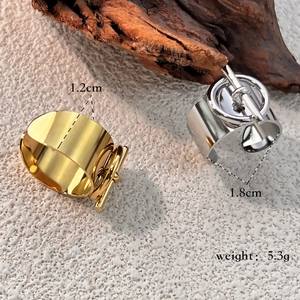 Wide 18K gold and silver stainless steel open rings with OT buckle design and 1.2cm width