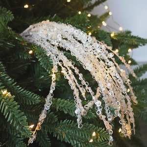 Sparkling white sequin tassel floral pick for Christmas tree and festive home decoration