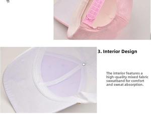 Detail view of the high-quality sweatband and adjustable buckle on the pink baseball cap