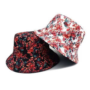 Reversible Bucket Hat Polyester Floral Print Sun Protection Outdoor Travel Retro Style Fashion Headwear For Women Men