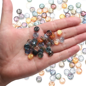 Close-up of 10mm colorful rose glass beads for DIY jewelry and hair accessories