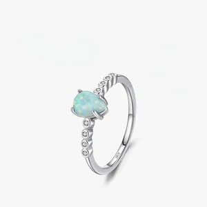 Birnenschliff Opal Ring 925 Sterling Silber Mit Zirkonia Eleganter Wassertropfen Form Schmuck Für Damen